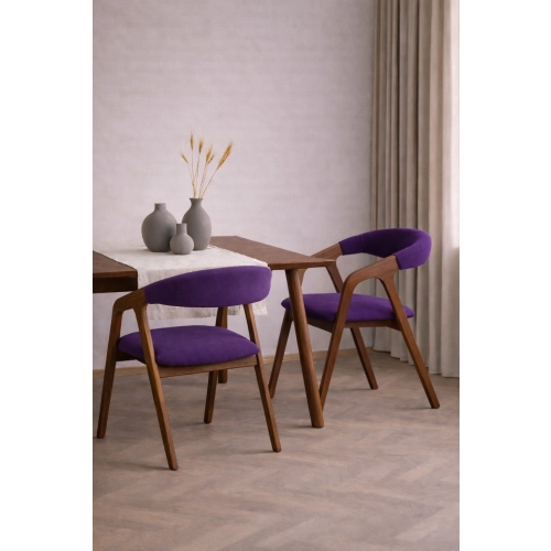 PRODUCENT Krzesło Dębowe KR-201 Kolor Tkaniny Fioletowy Kolor Drewna Orzech